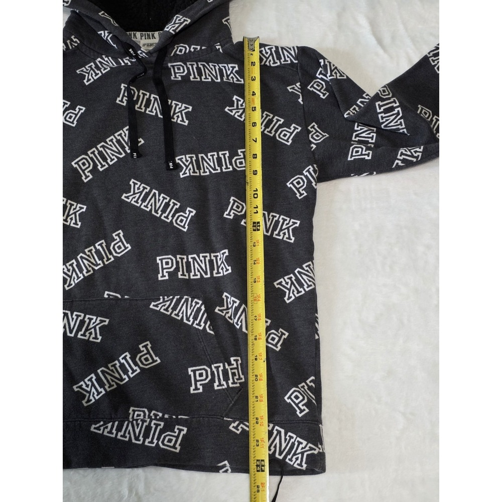 Victoria's Secret PINK Womens XS Campus pullover hoodie spellout sherpa hood - Picture 7 of 8